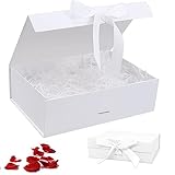 Geschenkverpackung Box 21 * 17 * 7cm Geschenkbox mit Deckel Geschenkverpackung Geburtstag Geschenk Box für Hochzeiten Geburtstage Jubiläen - Weiß