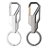 XREE 2 Stück Schlüsselanhänger Karabiner, Karabinerhaken Schnellverschluss Keychain Auto mit Schlüsselring Zinklegierung Geschenk für Herren Lehrer Weihnachten Geburtstag Karneval(Silber&Grau)