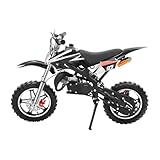 49cc Dirt Bike,Kinder Jugend Crossbike Pocket Cross,10 Zoll 2-Takt Motorrad Motorbike,Hand-Zug-Start-Methode,Scheibenbremsen,Bis 60 km/h, Max 100kg, Motorsport Pocket Crossbike (Schwarze-1)