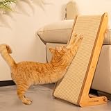 CheerPals Dual-Use Sisal Kratzbrett Katzen- Large 63cm H, Massivholz Buche & Natürliche Sisal Kratzsäule Katze, L-förmige Kratzmöbel für alle Katzen Spielen, Entspannen