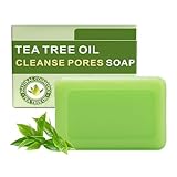 Teebaumöl Seife Stück 100g - Kernseife Natur Soap Bar - Naturseife gegen Pickel für Gesicht und Körper - Feste Seife - Duschseife Damen Männer, Hydratation Ölkontrolle