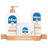 Mixa Pflege-Set mit Bodymilk, Handcreme und Allzweckcreme, Für trockene und raue Haut, Mit Sheabutter und Glycerin, Shea Ultra Soft, 3-teilig