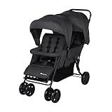 Bebeconfort Teamy Zwillings-Kinderwagen, Kompatker Geschwister-Kinderwagen, nutzbar ab der Geburst bis ca. 4 Jahre, 0-22 kg, Mineral Graphite