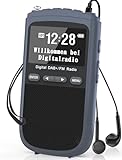 Tragbare DAB Radio, Mini DAB/DAB+/UKW Radio, 1000mAh Wiederaufladbarem Akku, Digitales Taschenradio mit LCD Display, Doppelalarm, Sleeptimer, Kopfhörer für Joggen Walken Radfahren