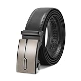 WERFORU Herrengürtel,Verstellbarer Leder-Ratschengürtel 3.5cm Passform,Herren Automatik Schnalle Gürtel für Anzug Jeans