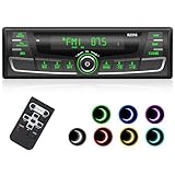 RDS Autoradio Bluetooth,Wistrue FM/AM/7 Farben Autoradio mit Bluetooth Freisprecheinrichtung, 1Din Autoradio mit USB/AUX/SD/MP3 Player mit 30 Sender Gespeichert Werden(Mehrfarbig)