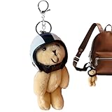 Schlüsselanhänger mit Tiermotiv – süßer mit Helmen für Rucksäcke, Zubehör für Rucksack, Gepäck, Geldbörse oder Damentasche, weiß, Consulte la descripción