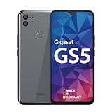 Gigaset GS5 Smartphone - Made in Germany - 48MP Kamerasystem - ausdauernder 4500mAh Wechsel-Akku, gehärtete Glasrückseite, kabelloses Laden, 128 GB + 4 GB RAM, Android 13 fähig, Dark Titanium Grey