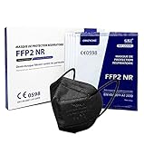CRAZYCHIC - 10 Stück FFP2 Maske Schwarz Atemschutzmaske - CE EN 149 Schutzmaske 5 Lagen - Staubschutzmaske Mundschutzmaske - Hohe Filtration Maske Hygienisch Einzelverpackt