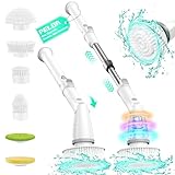 Elektrische Reinigungsbürste Haushalt, Putzbürste Elektrisch mit 6 Bürstenköpfen und Verstellbarer Verlängerungsgriff und 3 Winkel, 520 U/min electric cleaning brush für Badezimmer, Fliesen, Badewanne