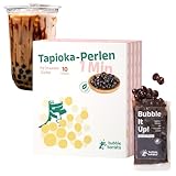 Bubble Barista Bubble Tea Instant Tapioka Perlen Set (10x Packungen) - Fertige Boba Tapioca Bubbles für Bubble Tee zum selber machen - Boba Perlen schwarz fertig für Zuhause & zusammen mixen