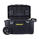 Stanley Essential Mobile Montagebox (50 L, Metallverschlüsse, Teleskopgriff, stabile Räder für schwere Last und leichten Transport) STST1-80150