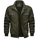 MAGCOMSEN Herren Übergangsjacke Frühling US Feldjacke Outdoor Baumwolle Arbeitsjacke Herren Vintage Militär Jacke Leicht Sommer Jagdjacke Casual Cargo Jacke Armeegrün XL