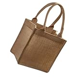 NOLITOY Wiederverwendbare Jute Tragetasche mit Henkel Kleine Umweltfreundliche Einkaufstasche aus Wasserdichtem Burlap Leichte DIY Strand Hochzeitstasche Robust für Schule und Alltag
