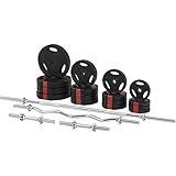 GORILLA SPORTS® Hantelset - 100kg, Langhantelstange 170cm, SZ Curlstange 120cm, 2x Kurzhanteln, Gewichte 4x1,25kg / 4x2,5kg / 4x5kg / 4x10kg, mit 8 Sternverschlüsse, Ø 30 mm, Kunststoff - Hantel Set