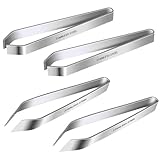 Fischgräten-Pinzetten-Set aus Edelstahl mit Flachen und Schrägen Pinzetten 2 Stile, hohe Präzision, ideal zum Entfernen von Fischgräten und Geflügelfedern (4 Stück)
