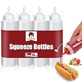 OAMCEG 16OZ Gewürz Squeeze Flaschen, 4 Stück Kunststoff WürzpressflaschenSqueeze Squirt Flasche mit Diskreten Messungen