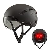GOOFF Pilot S-Pedelec Helm in Schwarz - Schutz für schnelle E-Bike Fahrten – Fahrradhelm mit Visier und Licht – NTA 8776-zertifizierter Zweirathelm für Damen und Herren (Schwarz, M)