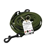 Floxik PVC Hundeleine 3m Grün | 4 Längen verstellbare Führleine für mittlere & große Hunde | Schmutz- & Wasserfest | Ideale Umhängeleine für das nächste Abenteuer mit deinem Liebling
