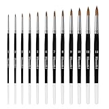 Himmlfel runder spitzer Pinsel-Set, 12 Stück runde Spitze Pinsel zum Malen von Details, dünnen bis dicken Linien und mehr, für Acryl-, Aquarell-, Öl- und Gouachemalerei