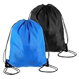 Sibba 2 Stück Kordelzug Turnbeutel Sportbeutel Gym Bag Beuteltasche Aufbewahrungsbeutel Einkaufsbeutel Unisex Daypack Rucksack Gymsack für Damen Herren Fitnessstudio (Schwarz,Königsblau)