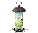 Dehner Natura Premium Wildvogel Futtersäule klein, Futterstation für Wildvögel, Futterstelle wetterfest / hängend, ca. 21 x 10.5 x 10.5 cm, Metall, schwarz