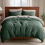 Lanqinglv Bettwäsche 155x220cm Grün Dunkelgrün,Weiche Mikrofaser ÖKO-TEX Bettwäsche-Sets Uni Bettbezug Deckenbezug mit Reißverschluss und Kissenbezüge 80x80cm