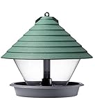 Dehner Natura Premium Wildvogel Futterampel Guayana, Futterstation für Wildvögel, Vogelhaus robust / hängend, inkl. Aufhängevorrichtung, Ø ca. 27 cm, Höhe ca. 23 cm, Kunststoff, grün