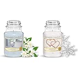 Yankee Candle große Duftkerze im Glas, A Calm and Quiet Place, Brenndauer bis zu 150 Stunden & Duftkerze im Glas (groß) – Snow In Love – Kerze mit langer Brenndauer bis zu 150 Stunden