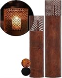 BENTSON Windlichtsäule I 2er Set I Deko-Säule für Garten im Rost Industrial Design I Windlicht für draußen und drinnen I Laterne inklusive Kerzen I Orientalisch I 95cm + 75cm