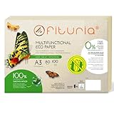 Recyclingpapier, A3, 80 g, 100 Blatt, 100% aus Recyclingpapier, Packung mit recycelten Papierbögen, natürliche Farbe, geeignet für Laserdrucker und Inkjet, Gastronomie (100 Blatt)