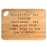 Mr. & Mrs. Panda Bambus - Schneidebrett Spruch Blockflöte Freude - Geschenk, Musikhumor, Tenorblockflöte, Holzbrett Küche, Spielen Lernen, Humor,