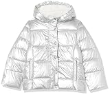 Amazon Essentials Schwerer Puffermantel mit Kapuze, für Mädchen, wasserabweisend, Metallic-Silber, Größe L