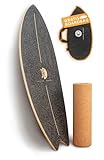 JUCKER HAWAII Surf Balanceboard Ocean Rocker Black | Balance Board mit einmaligem Rocker Shape | Balance Board aus Holz inkl. Korkrolle | Surf Balanceboard