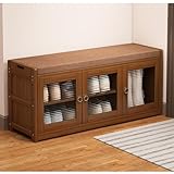 Bambus-Eingangs-Schuh-Aufbewahrungsbank, 2-türig, Schlammsitz und Regal, stilvoller Schuhablage für Flur, langlebig und funktional, Sitzbank, perfekt für Heimdekoration