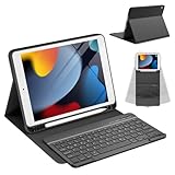 CC Store Tastatur-Hülle für iPad 9/8/7 Generation, Bluetooth Tastaturs für iPad 10,2 Zoll mit kabelloser, magnetisch Abnehmbarer im QWERTZ-Layout, Stift-Schlitz unterstützt​​, Schwarz