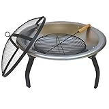 SOUK ONE Feuerschale Ibiza Edelstahl, Feuerschale Ø 56 cm - Feuerstelle für den Garten, Funkenschutz, Deckel für Feuerschalen, Terrasse und Balkon, Feuertonne und Feuerkorb (Ø 56cm Ibiza Edelstahl)