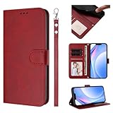 WOWUDI Handyhülle für Samsung Galaxy S7 Hülle,Flip Leder Geldbörse Hülle Mit Handykette,[3 Kartenfach][Magnetisch],Klapphülle Handytasche -Weinrot