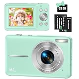 Digitalkamera Fotokamera 44MP 1080P, Fotoapparat Digitalkamera mit 32GB Speicherkarte, Kompaktkamera 16X Digitalzoom mit 2 Wiederaufladbaren Akkus für Kinder, Teenager, Anfänger, Jungen, Mädchen(Grün)