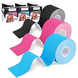 AUXHCYL Tape Sport Kinesiotapes - 3 Kinesiologie Tape Rollen, Classic Sporttape, Profi Physio Tape, Hautfreundliche Medizinisches Tapes für Schulter, Knie und Fußgelenk (5m x 5cm)