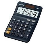 Casio Tischrechner MS-8E, 8-stellig, Währungsumrechnung, Gummifüße, Schnellkorrekturtaste, Solar-/Batteriebetrieb, silber