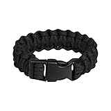 Paracord Survival Armband Olive, schwarz, Khaki Coyote tan, je nach Auswahl Outdoor ca 2,20cm breit, 18 BZW 23 cm lang, Notfallseil Cord (24,5 cm schwarz)