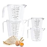 4 pcs Messbecher Set, Measuring Cups mit Griff und Skala, Spülmaschinengeeignet, BPA Free, 1L, 600ml, 300ml, 150ml, Küchenhelfer