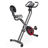 Ultrasport F-Bike 300B Fahrradtrainer mit Rückenlehne, Trainingscomputer & App, Handpulssensoren, Klappbarer Hometrainer mit 8 Widerstandsstufen, Max Benutzergewicht 100 kg, Schwarz und Dunkel Grau