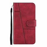 Handyhülle Kompatibel mit iPhone 16 Plus Hülle Premium Leder PU Flip Case Wallet Lederhülle Handyhülle Klapphülle Magnetisch Silikon Bumper Schutzhülle für iPhone 16 Plus rot