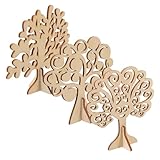DOITOOL 3 Stück Holzspan-Ornamente Baum Outdoor- Familie Ausschnitte drinnen seidenband ripsband marked DIY Holzhandwerk Geschenkidee basteln bastelset Malscheibe Graffiti-Chip MDF