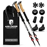 ALPIN LOACKER Teleskop Wanderstöcke Aluminium mit Korkgriff I Leichte Nordic Walking Stöcke Damen und Herren für Skifahren und Wandern I Trekkingstöcke für Bergsport, rot