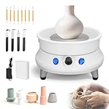 MINENICE Elektrisch Töpferscheibe, 15CM Töpferscheibe mit Einstellbarer Geschwindigkeit von 0–200U/min, Töpferscheibe Maschine mit Abnehmbarem Wasserbecken & 11 Zubehörteilen für DIY-Töpferkurse