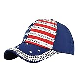 Fahrradhelm Mützen Damen Herren Sonnenhut Sternstickerei Baumwolle Baseballmütze Trucker Hat Verstellbarer Hip Hop Hut Cap Herren Baseball (Navy, One Size)