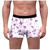 Herren Unterwäsche Overall Stil rote spezielle Herz Rose Shorts mittlere Taille Sexy Hemd(Light Lila,3XL)